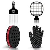 Selalu Curl Sponge Set with Glove, Metal Brush Pick and Twist Comb for Men and Women