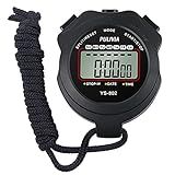 PULIVIA Sports Stopwatch Timer, Single Lap Split Digital Stop Watch for Sports Kids Coaches Swimming Running, Black