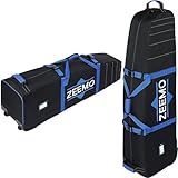 ZEEMO Golf Travel Bag, Mid-open Protective & Wheeled Airline-Approved Case for Clubs, Stand&CartBag, Waterproof Soft-Sided Cover Made of Heavy Duty Oxford, Black