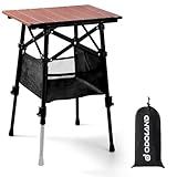 Odoland Portable Camping Table, 15.8"L x 11.8"W Folding Table with Adjustable Height 15.8" - 22", Small Beach Table with Storage Bag for Outdoor Camp, Cooking, Picnic, Travelling, Backyards, Fishing