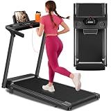 Aiteid Treadmill with 12% Incline, 3.0HP Low Noise Treadmills for Home, Portable Electric Treadmill with Handles, Walking Pad, Compact Running Machine, Walking Pad with Handle, 0.6-7.6MPH(Black)