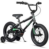 cubsala 14 Inch Kids Bike BMX Style Bicycle with Training Wheels Coaster Brake for 3 4 5 Years Old Boys Girls, Black