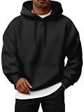 EFAN Mens Oversized Hoodies Fleece Lined Sweatshirts Black