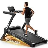 TREAFLOW Treadmill with 0-25% Auto Incline, 3.5 HP Folding for Home Running, 10.0 MPH Max Speed, 300 lbs Weight Capacity, Bluetooth Speaker. (Black)