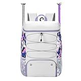 Softball Bag for Girls White, Large Baseball Bat Bag with Shoe Compartment for Youth Adult Women Catchers, T Ball Must Haves Equipment Backpack for Basketball Soccer Sports Gift (White+Camouflage)