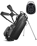 RIOROO 14 Way Golf Stand Bag, Full Length Dividers PU Leather Golf Bag with Plush Top for Men/Women, Waterproof & Versatile Storage Golf Bag with Cooler, Rain Cover and Removable Straps