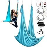 VEVOR Aerial Silk & Yoga Swing, 11 Yards, Aerial Yoga Hammock Kit with 100gsm Nylon Fabric, Full Rigging Hardware & Easy Set-up Guide, Antigravity Flying for All Levels Fitness Bodybuilding, Blue