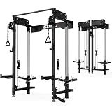 GOIMU WM3-V4 Folding Squat Rack, Wall Mounted Power Rack with Dual Independent Pulley System, Functional Trainer with 5 Adjustable Function Modes for Space Saving (WM3 Folding Cage Black)