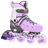 SUPER YOUNGSTER Adjustable Inline Skates for Boys Girls Ages 4-12 with Light Up Wheels, Roller Skates Blades for Youth Kids Indoor & Outdoor Beginners