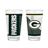 Rico Industries NFL Football Green Bay Packers 16 oz Pint Glasses with Digitally Printed Logo, Practical Set of 2 Classic Drinking Glasses, Dishwasher Safe