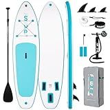 FunWater SUP Inflatable Stand Up Paddle Board 10'6×33"×6" Ultra-Light Inflatable Paddleboard with ISUP Accessories,Fins,Adjustable Paddle, Pump,Backpack, Leash