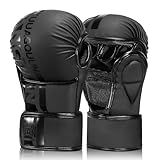 KUANG QUAN MMA Gloves Open Palm Sparring & Grappling Mitts,Martial Arts for Men & Women,Combat Sports,MMA, Boxing, Muay Thai, Kickboxing (Black, Large)