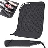 Heysam Large Silicone Heat Resistant Mat Pad for Flat Iron and Hair Straightener 2-in1, Suitable Hot Hair Tools and Curling Irons Mat, Black