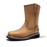 NORTIV 8 Steel Toe Work Boots for Men – Waterproof Pull on Wellington Cowboy Boots for Men with Full-grain Leather for Construction, Farming Bronco Stormrider,Size 12,Camel