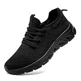 IQYNAM Slip Resistant Work Shoes for Men Women Tennis Workout Gym Black 12