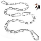 2 Pack 30 Inch Heavy Duty Chains, 1/5 Inch Thick Steel Hanging Chain with Spring Snap, Easy to Install Chain Extender for Punching Boxing Bag, Hammock, Porch Yoga Trapeze Swing, Silver, 440LB