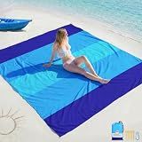 BYDOLL Beach Blanket 78''×81'' 4-7 Adults Oversized Lightweight Waterproof Sandproof Beach Blanket Large Picnic Mat for Travel Camping Hiking Picnic(78" X 81", Blue-Mixed)