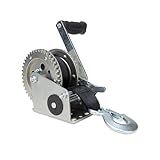 Camco 2000lb Boat Trailer Winch - Manual Hand Crank Boat Winch Features 20-Foot Strap & 2-Way Ratchet - 2,000lb Weight Capacity - Boat Trailer Accessories (50000)