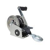 Camco 2000lb Boat Trailer Winch - Manual Hand Crank Boat Winch Features 20-Foot Strap & 2-Way Ratchet - 2,000lb Weight Capacity - Boat Trailer Accessories (50000)