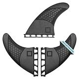 Surf Squared Medium Honeycomb Surfboard Fins Set with Carbon core - Performance Fins Compatible with Futures Single tab - Ride as Twin or Thruster – Durable and Lightweight