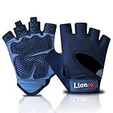 LIONCO Workout Gloves for Men Women,Weight Lifting Gloves with Breathable Gel Padded Excellent Grip for Gym Exercise,Cycling,Weightlifting,Fitness Training,Pull Ups and Climbing and Rowing (Black, L)