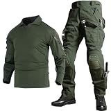 YKS JOOB Mens G3 Combat Uniform Set Tactical Combat Shirt and Pants Suit Hunting Paintball Airsoft Apparel Green L