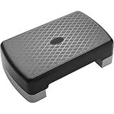 Fitvids 18" Workout Aerobic Stepper Step Platform with 2 Risers, Lightweight Portable Step Up Platform Trainer, Adjustable Height 3.2’’ 5.5’’ for Home Gym, Black and Gray