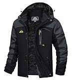 MAGCOMSEN Waterproof Jackets Men Fleece Rain Coats Winter Warm Windproof Jacket Sports Skiing Snowmobile Jackets Grey 2XL