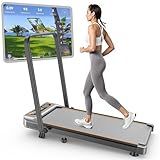 Foldable Treadmill with 10% Incline, 3.5HP Low Noise Walking Pad Treadmill with Handle Bar, Trisomy 4 in 1 Portable Under Desk Treadmills for Home/Office, 330 Lbs Capacity, APP & Remote Control