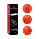 ONEGlobal Soft Indoor Outdoor Incrediball Practice Cricket Ball | Rubber Cricket Ball with Soft Core & Real Stitched Seam | for Practice, Coaching, Honing Skills & Family Fun | 7 Colours (3-Orange)