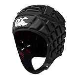 Canterbury Unisex Raze Rugby Headguard | Scrum Cap, Full Coverage | Soft-Edged Chin Strap | Designed Holes Aid Ventilation | Foam Padding Headguard, Black/True Red, L