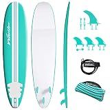 WAVESTORM 8ft Premium Classic Longboard Surfboard (Retro Turquoise)