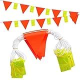 Preboun Perimeter Marking Flags 102 Ft/ 45 Pcs Caution Pennant Banner for Traffic Barrier Construction Warning of Hazardous Areas, Scaffolding, Sporting Events (Stylish Style)