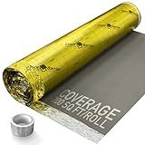 Premium Floor Underlayment with Moisture Barrier – 200 sq ft Roll, 3mm Thick – Quiets Foot Traffic Noise, Under Floor Insulation for Hardwood, Laminate, and Vinyl Plank Flooring, Gold