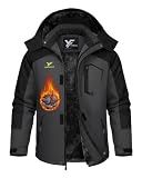 Yufawow Men Winter Jacket Work Coat Waterproof Wind Breaker Insulated Heavy Softshell Heat Warm Thermal Clothes Ski Snow Snowboard Snowmobile Casual Outdoor Cold Weather Safety Security Construction