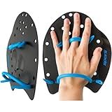 Sporti Power Swim Paddles - Swimming Training Hand Paddles - Adjustable Straps - Lap Swimming Gear (Medium, Black)