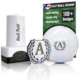 Ball Tatt - Golf Ball Stamp - Self-Inking Marker - Quick-Dry Permanent Marking Tool, No Leaks or Refills, Reusable with A Monogram Wreath Golf Ball Marker for Golfers, Dads, Retirement