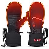 SAVIOR HEAT Heated Mittens Battery Ski Gloves, Upgraded Electric Rechargeable Mitts for Skiing Camping Hiking Arthritis Hands Men Women (L)