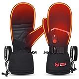 SAVIOR HEAT Heated Mittens Battery Ski Gloves, Upgraded Electric Rechargeable Mitts for Skiing Camping Hiking Arthritis Hands Men Women (L)