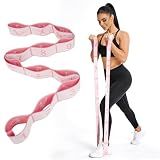 KUZARO Fitness Resistance Bands with 12 Loops, Numbered Resistance Bands for Physical Therapy, Women Stretch Strap for Home Gym, Elastic Exercise Bands for Yoga, Pilates, Leg Stretching, Dance