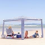 CoolCabana Beach Shade Tent - Easy Setup, UPF 50+ Protection, Large & Medium Sizes, Compact & Wind Resistant - Beach Cabana for The Whole Family - Navy Stripes, Medium