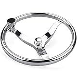 Stainless Steel Boat Steering Wheel 3 Spoke 13-1/2" Dia, with 5/8" -18 Nut and Turning Knob for Seastar and Verado