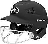Rawlings | COOLFLO HIGHLIGHTER Batting Helmet | Face Guard Included | One Size Fits Most 6 1/2"-7 1/2" | Matte Black