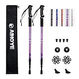 Aihoye Hiking Trekking Poles, 2 Pack Collapsible,Lightweight, Anti Shock, Walking Sticks,Adjustable Hiking Pole for Men and Women (Purple)