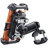 JOYROOM Motorcycle Phone Mount Holder - [Dual Vibration Dampener]100mph Anti-Shock Phone Holder for Motorcycle [Metal Extension Handlebar Clamp] Bicycle Bike Phone Holder Mount for 4.7-7" Cell Phones