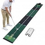 TGWUZZ Putting Green Indoor for Home & Office&Party – Golf Training Aid for Putting Practice – with Premium Golf Putting Mat（8.2x1.0ft） & Putting Mirror &Auto Return Putter – Golf Gifts for Men