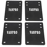vanpro 1/8 4MM Rubber Skateboard Risers Reduces Vibrations (Black, 4pcs)