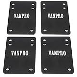 vanpro Trucks pad 1/8 Rubber Skateboard Risers for Preventing Wheelbite and Absorbing Impact Shock, Reduces Vibrations to Extend Hardware Life(Snow Black, Pack of 4)
