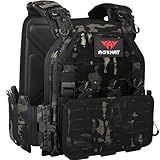 YAKEDA Tactical Vest for Men 1000D Nylon Quick Release Laser-Cutting Modular Vest Lightweight Vest (Black CP)