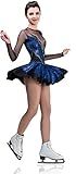 SG.MODA Figure Skating Dress/Italian Fabric, Made in Europe Style: A14 / Blue/Hologram/Size: X-Small